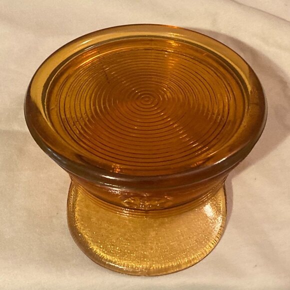 VTG Jeanette Glass Lady Berkshire 1942 AmberPowder Dish & Lid (2 pcs)-4.5" D-EUC - Picture 2 of 9